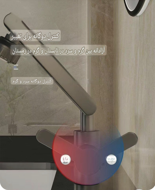 بافت و جنس مواد اولیه شیر آب بازویی تلسکوپی مدل واتر تپ(رنگ طوسی) (شیر متحرک 360درجه - شیر متحرک روشویی) در نمای نزدیک - نمای 11_1