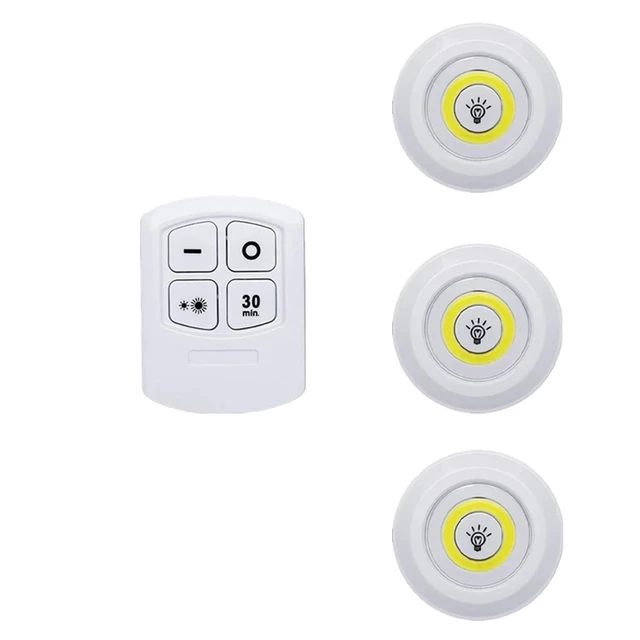 بافت و جنس مواد اولیه چراغ زیر کابینتی (چراغ سقفی، چراغ مخفی) ریموت دار و باطری‌خور 3in1 مجموعه 3 عددی در نمای نزدیک