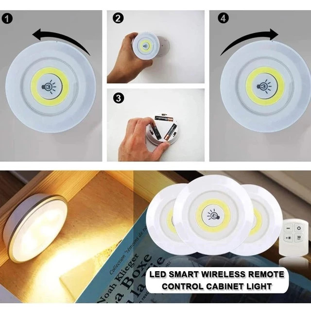 بستهبندی اورجینال چراغ زیر کابینتی (چراغ سقفی، چراغ مخفی) ریموت دار و باطریخور 3in1 مجموعه 3 عددی همراه با مشخصات فنی محصول