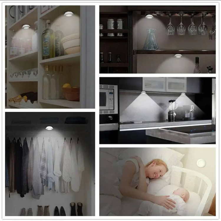تصویر تخصصی چراغ زیر کابینتی (چراغ سقفی، چراغ مخفی) ریموت دار و باطریخور 3in1 مجموعه 3 عددی با نمایش ویژگیها و جزئیات فنی - نمای 10_1