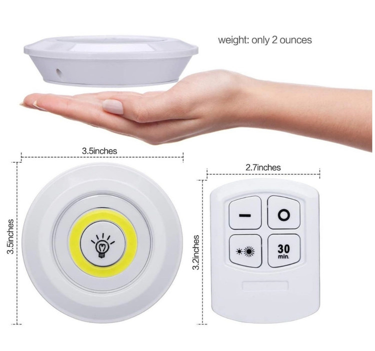 تصویر تخصصی چراغ زیر کابینتی (چراغ سقفی، چراغ مخفی) کنترل دار و باطریخور 3in1 مجموعه 3 عددی با نمایش ویژگیها و جزئیات فنی - نمای 14_1