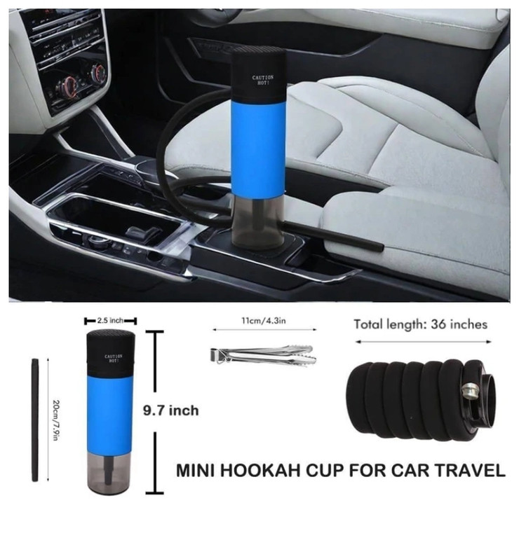 نمای کامل قلیان مسافرتی داخل خودرو هوکا (قلیون و بخور مسافرتی پرتابل هوکا HOOKAH) همراه با بستهبندی اصلی و جزئیات محصول - نمای 11_1
