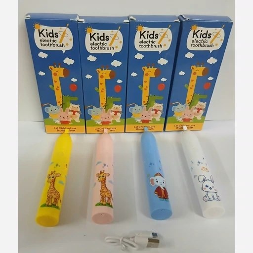 نمای قدی مسواک شارژی کودک ویبره ای با طرح های کارتونی مدل Kids electric toothbrush DY-332 با تمرکز بر طراحی و کارایی محصول - نمای 8_1