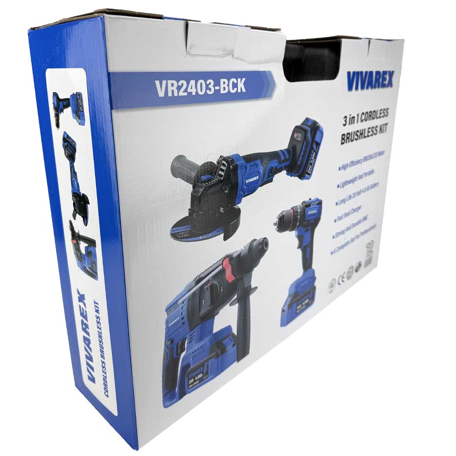تصویر تخصصی کیت شارژی ۳ عددی براشلس ویوارکس با ۲ عدد باتری VR2403-BCK با نمایش ویژگیها و جزئیات فنی - نمای 9_1