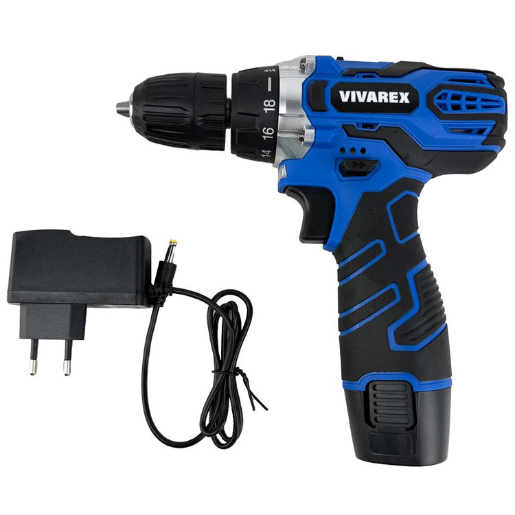 نمای جانبی و طراحی ظاهری دریل شارژی ۱۲ ولت ویوارکس مدل VR12V-1C با رنگبندی جذاب