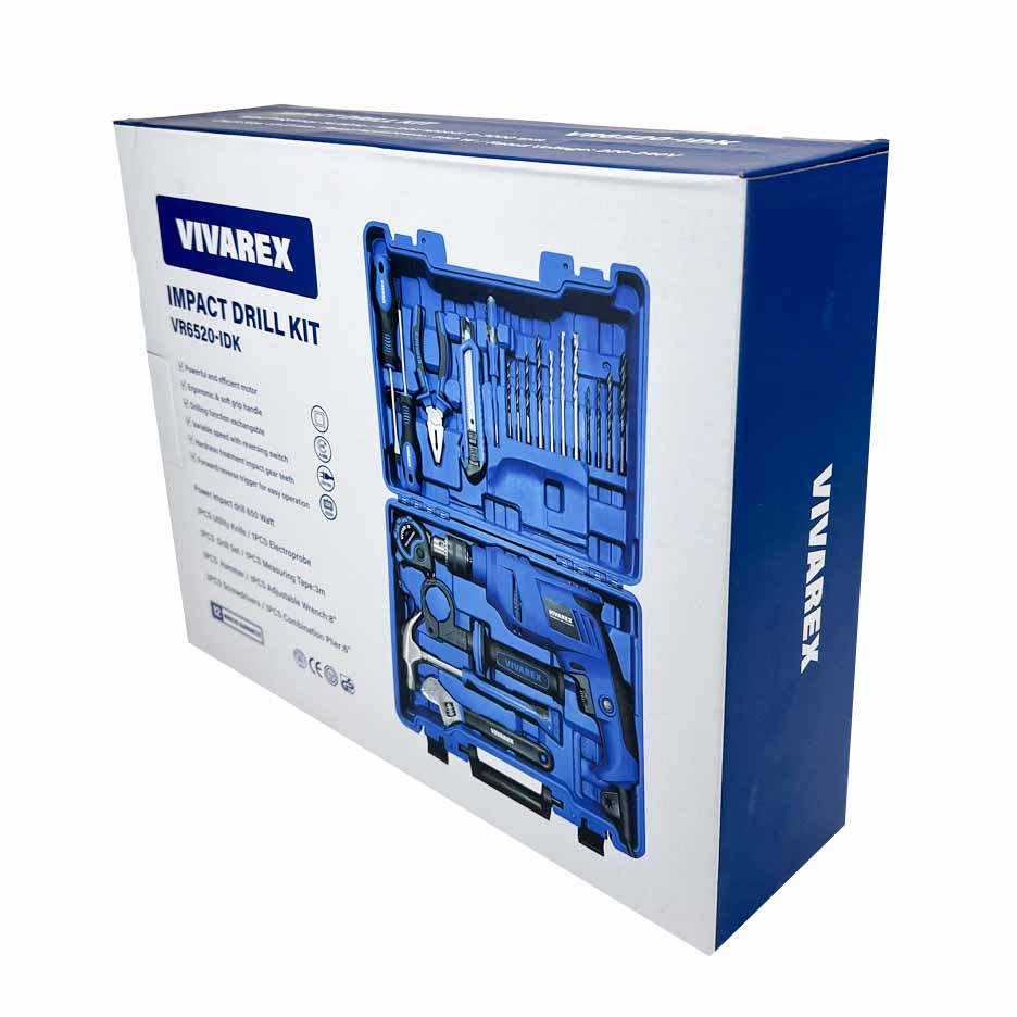 نمای قدی کیت دریل چکشی ویوارکس مدل VR6520-IDK بیست پارچه با تمرکز بر طراحی و کارایی محصول - نمای 6_1