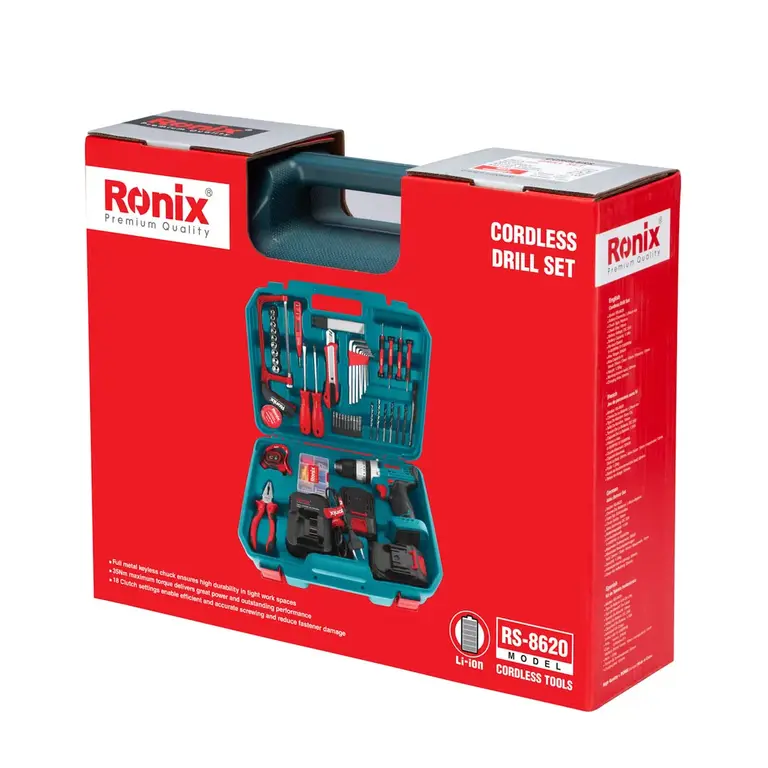 جزئیات کیفیت ساخت و متریال بهکاررفته در کیت دریل شارژی رونیکس ۲۰ ولت مدل RS-8620