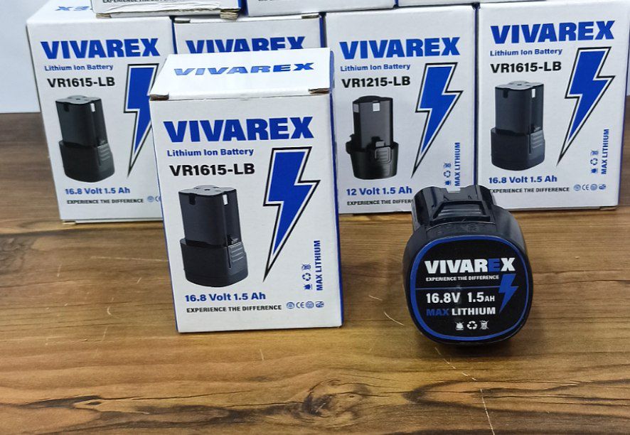 نمای پشت و اجزای تشکیلدهنده باتری دریل شارژی برند ویوارکس مدل VR1615-LB ظرفیت ۱۶.۸ ولت با کیفیت بالا