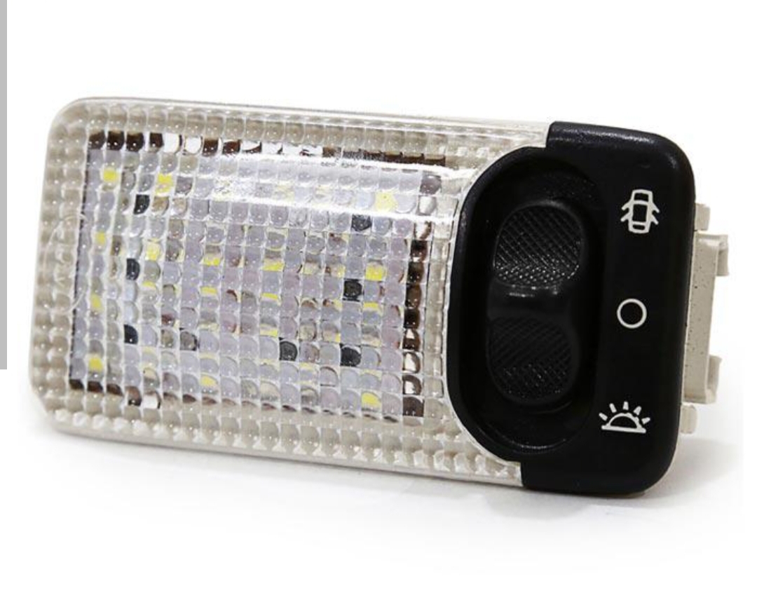 نمای پشت و اجزای تشکیل‌دهنده چراغ سقف خودرو SMD سمند رنگ سفید یخی با کیفیت بالا