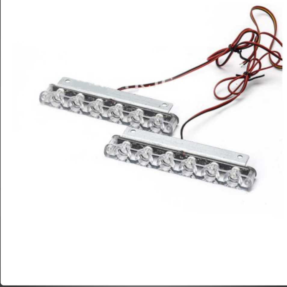 نمای جانبی و طراحی ظاهری چراغ خودرو پلیسی دو تیکه ۱۲ لنز مناسب برای جلوی پنجره و موتور سیکلت لبه دار(بسته عددی) با رنگ‌بندی جذاب