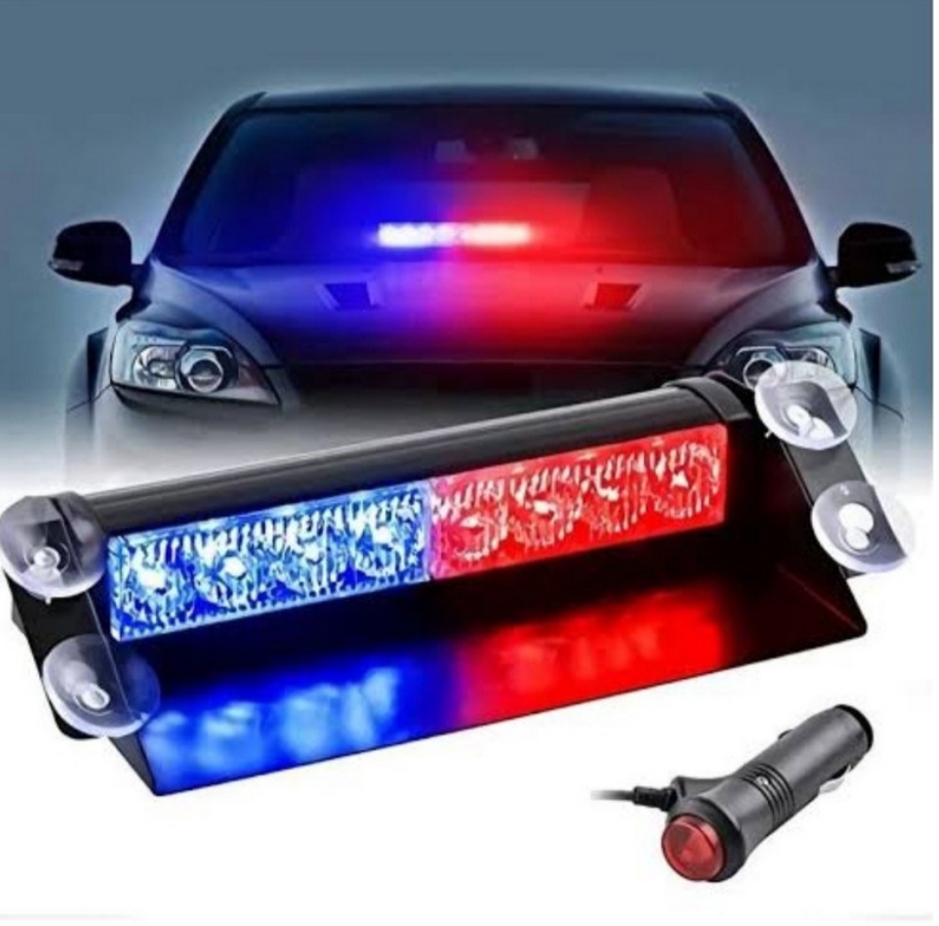 بسته‌بندی اورجینال چراغ خودرو پلیسی رو داشبوردی ۸ لنز فندکی دار همراه با مشخصات فنی محصول