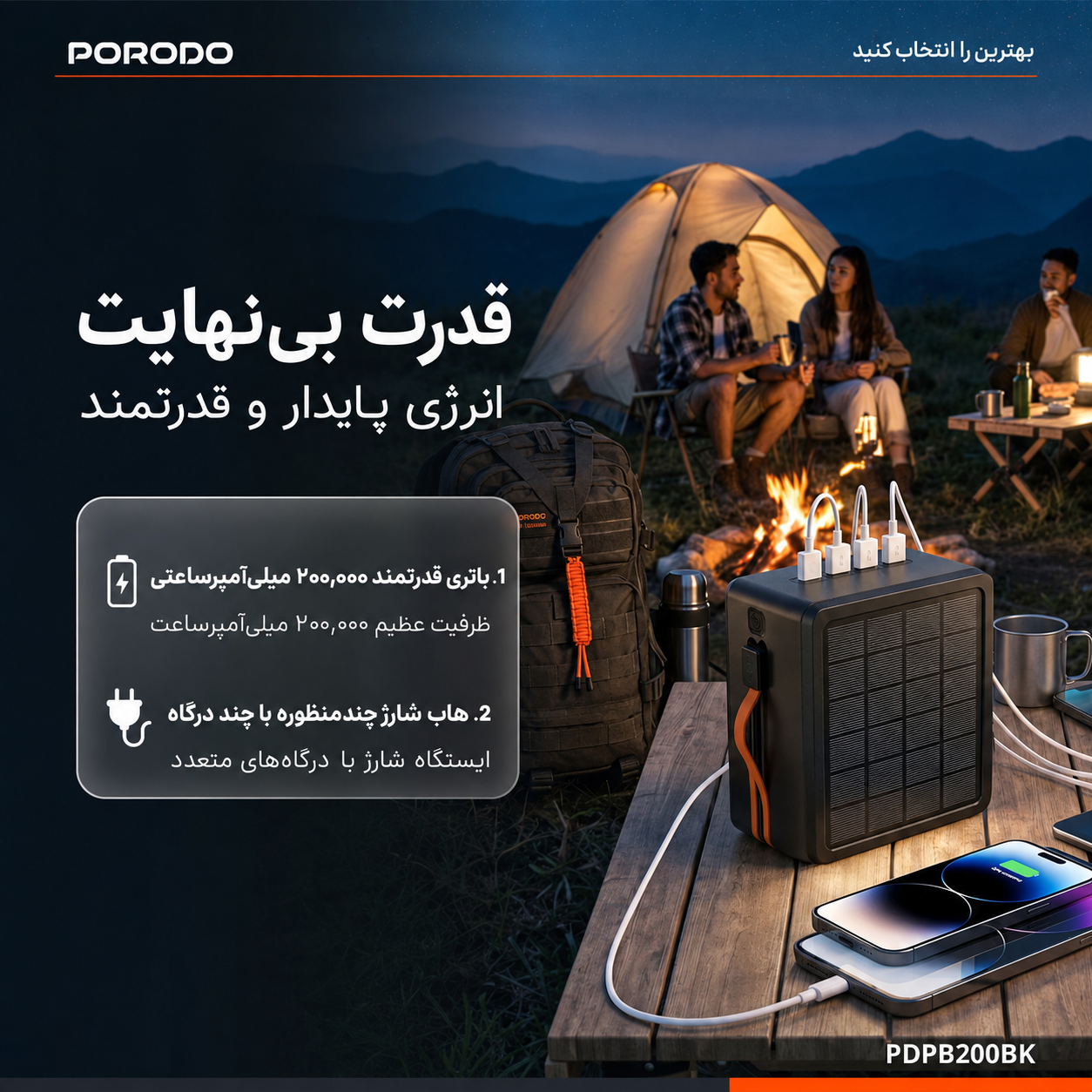 جزئیات دقیق قطعات و اجزای پاوربانک شارژی خورشیدی 200،000 میلیآمپرساعت پرودو مدل Laros در نمای ماکرو