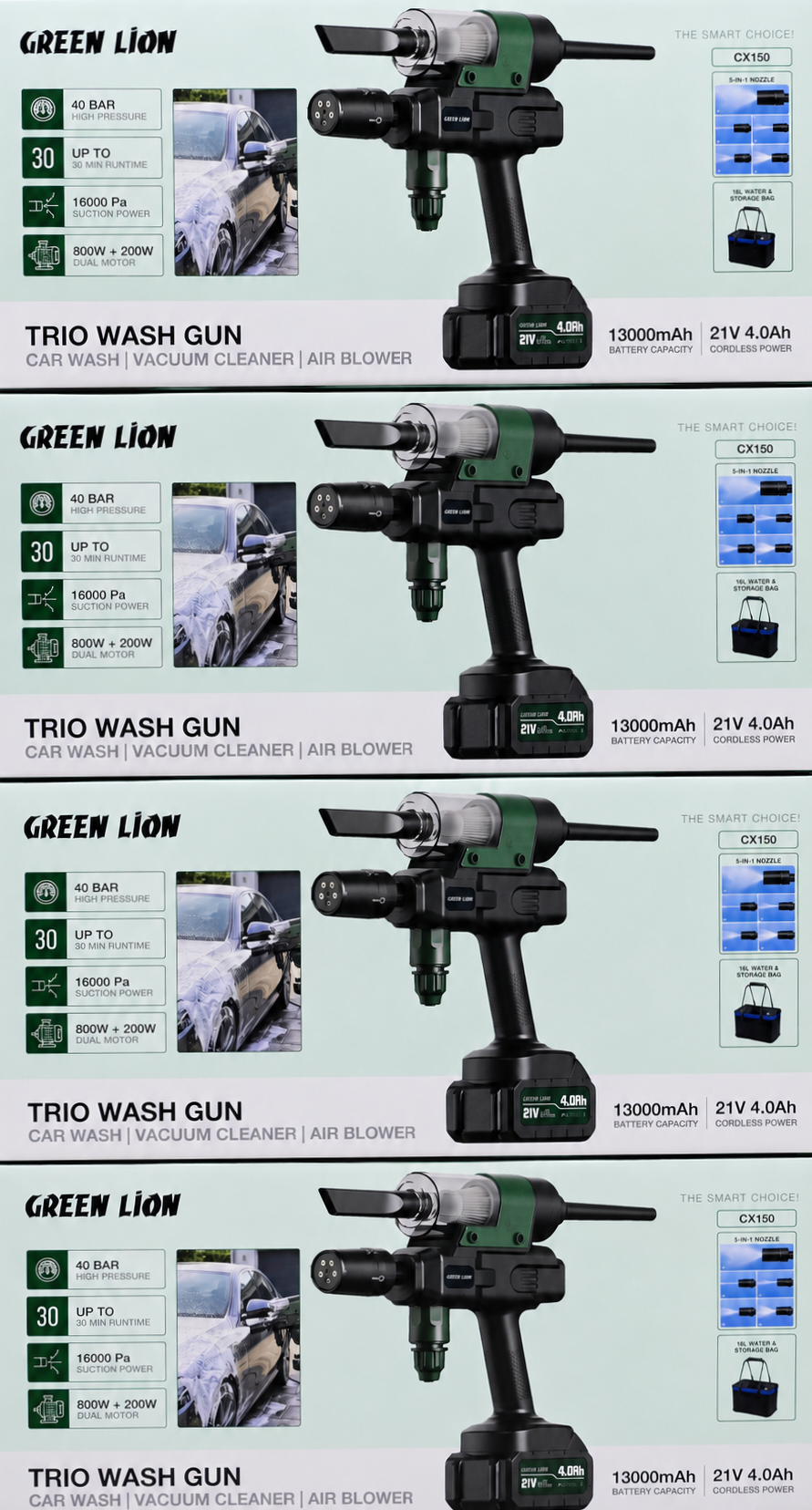 بافت و جنس مواد اولیه کارواش شارژی، جاروبرقی و دمنده هوا گرین لاین Trio Wash Gun در نمای نزدیک - نمای 5_1