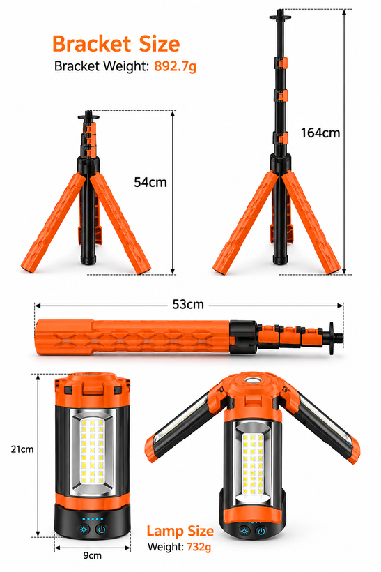 نمای قدی چراغ کمپینگ پایه دار LED Camping light با تمرکز بر طراحی و کارایی محصول