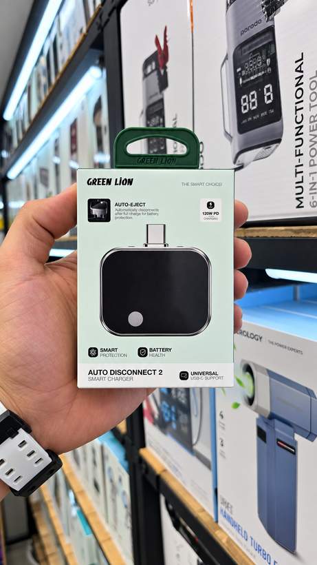 نمای محصول قطع کن شارژر دیجیتال هوشمند گرین لاین مدل Auto Disconnect 2 با تمامی جزئیات ظاهری و فنی