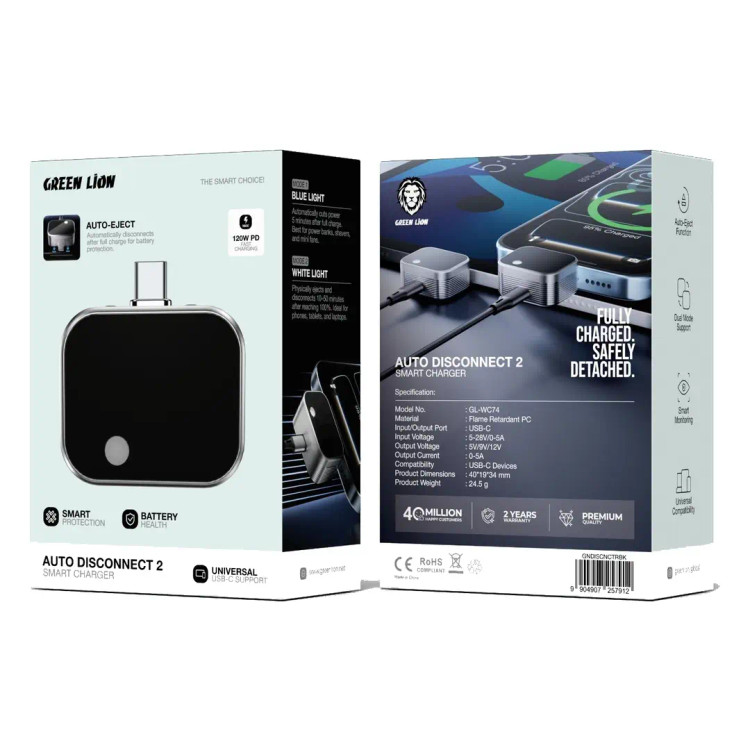 نمای قدی قطع کن شارژر دیجیتال هوشمند گرین لاین مدل Auto Disconnect 2 با تمرکز بر طراحی و کارایی محصول