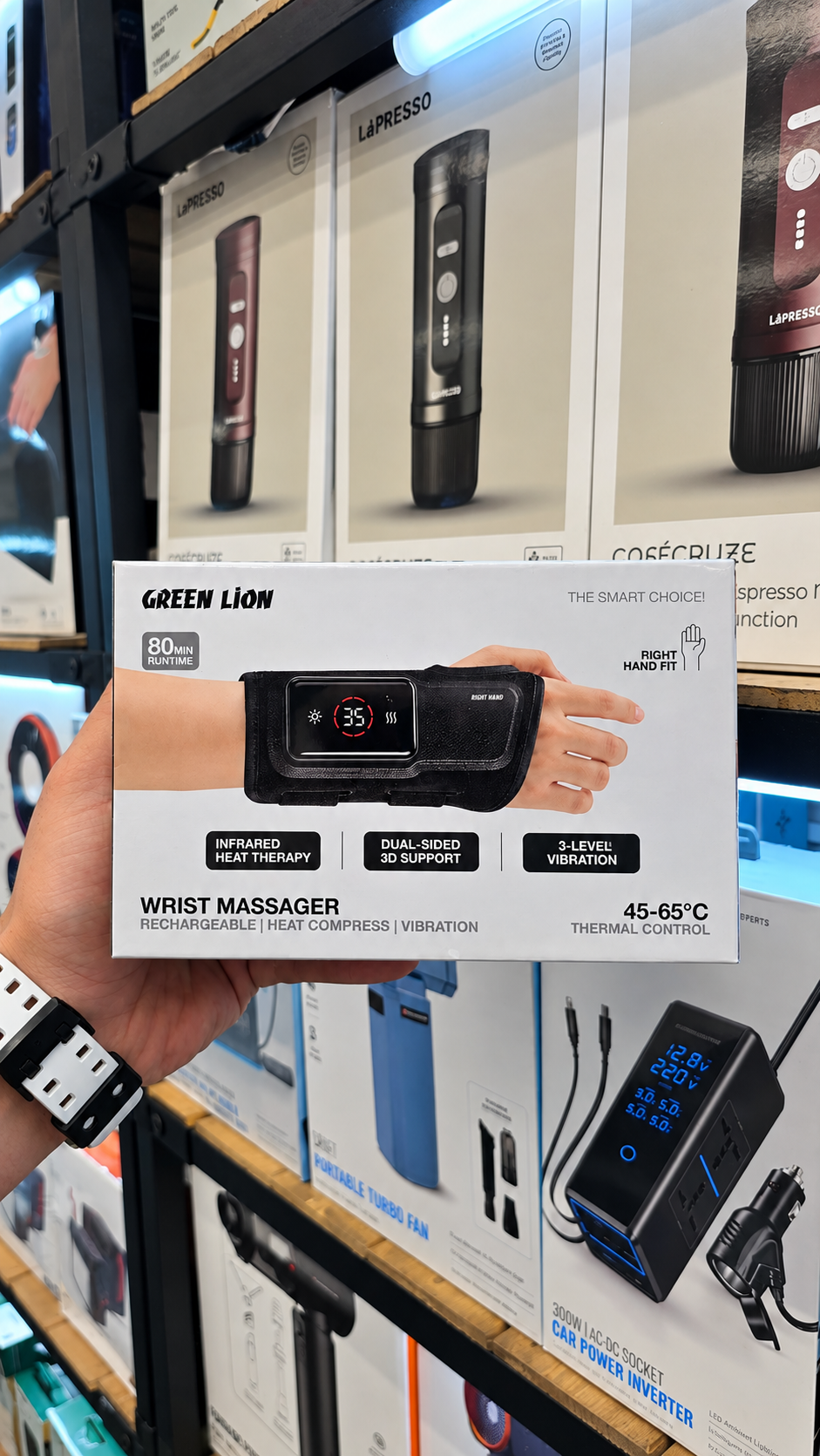 جزئیات کیفیت ساخت و متریال بهکاررفته در ماساژور هوشمند مچ دست راست شارژی گرین لاین مدل GNWRSTMGRH