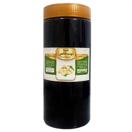 نمای جانبی و طراحی ظاهری شیره توت 950 گرم با رنگبندی جذاب