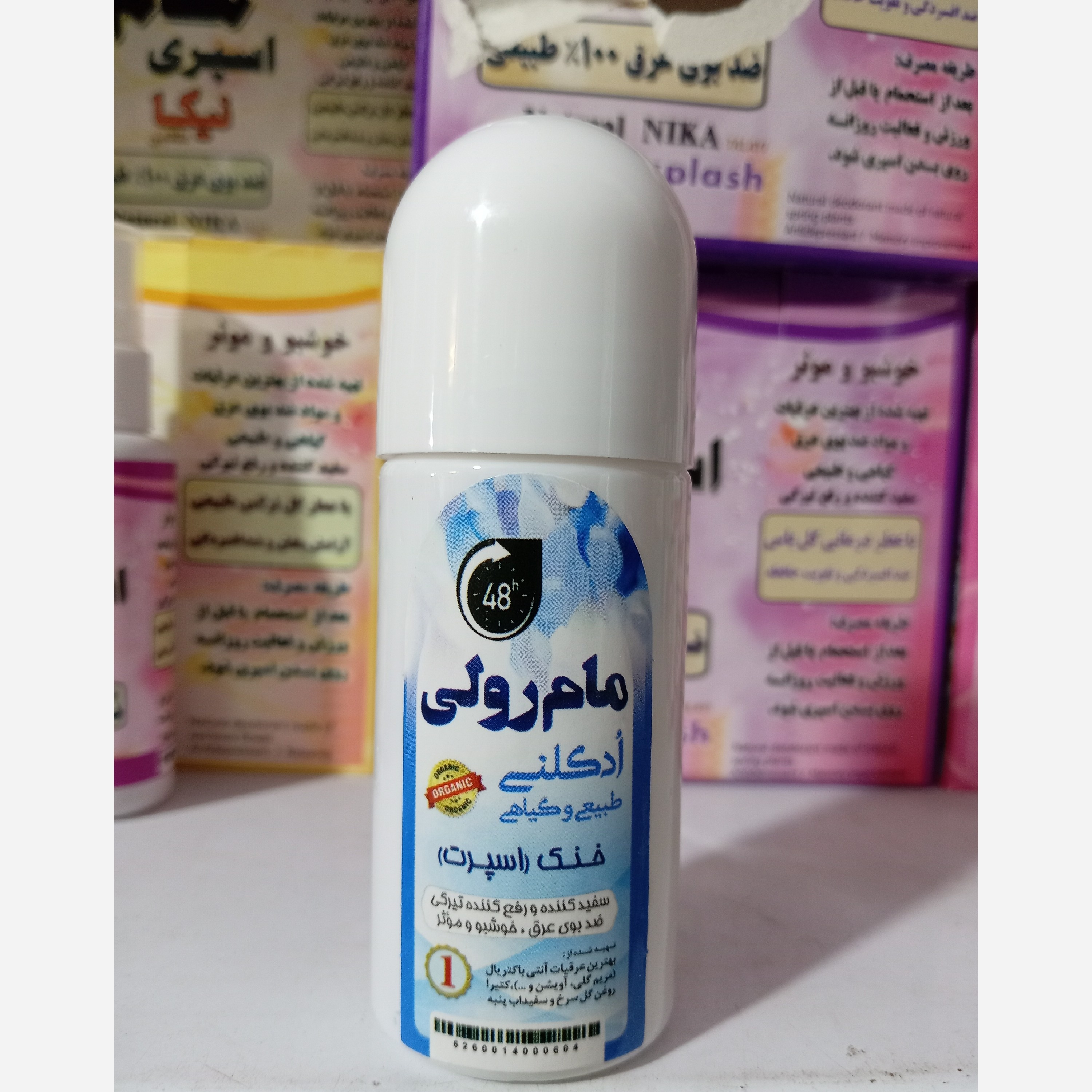 بسته‌بندی اورجینال مام رولی ادکلنی نیکا آبی خنک و اسپرت همراه با مشخصات فنی محصول