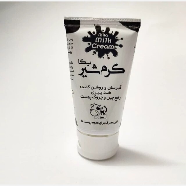 بسته‌بندی اورجینال کرم گیاهی شیر نیکا ارگانیک همراه با مشخصات فنی محصول