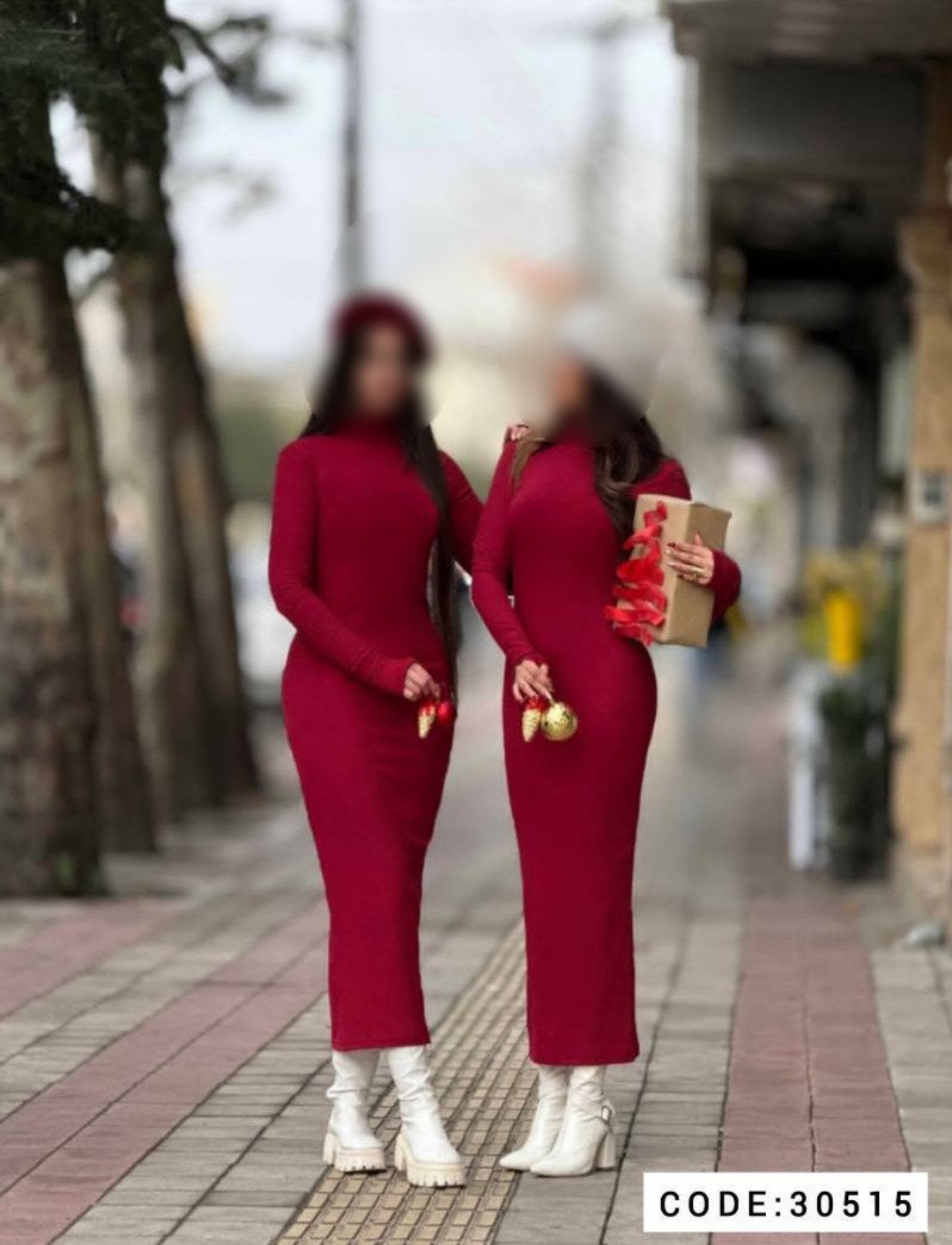 بسته‌بندی اورجینال ماکسی زنانه یقه اسکی فینگر دار همراه با مشخصات فنی محصول