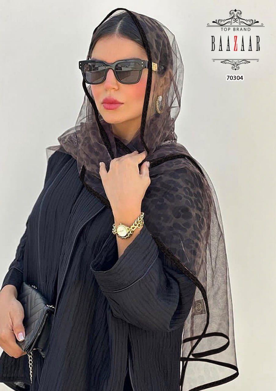نمای جانبی و طراحی ظاهری شال تور پلنگی زنانه با رنگ‌بندی جذاب