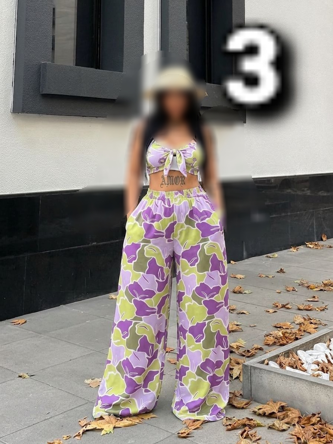 نمای جانبی و طراحی ظاهری ست نیمتنه شلوار گره ای تابستانه با رنگبندی جذاب