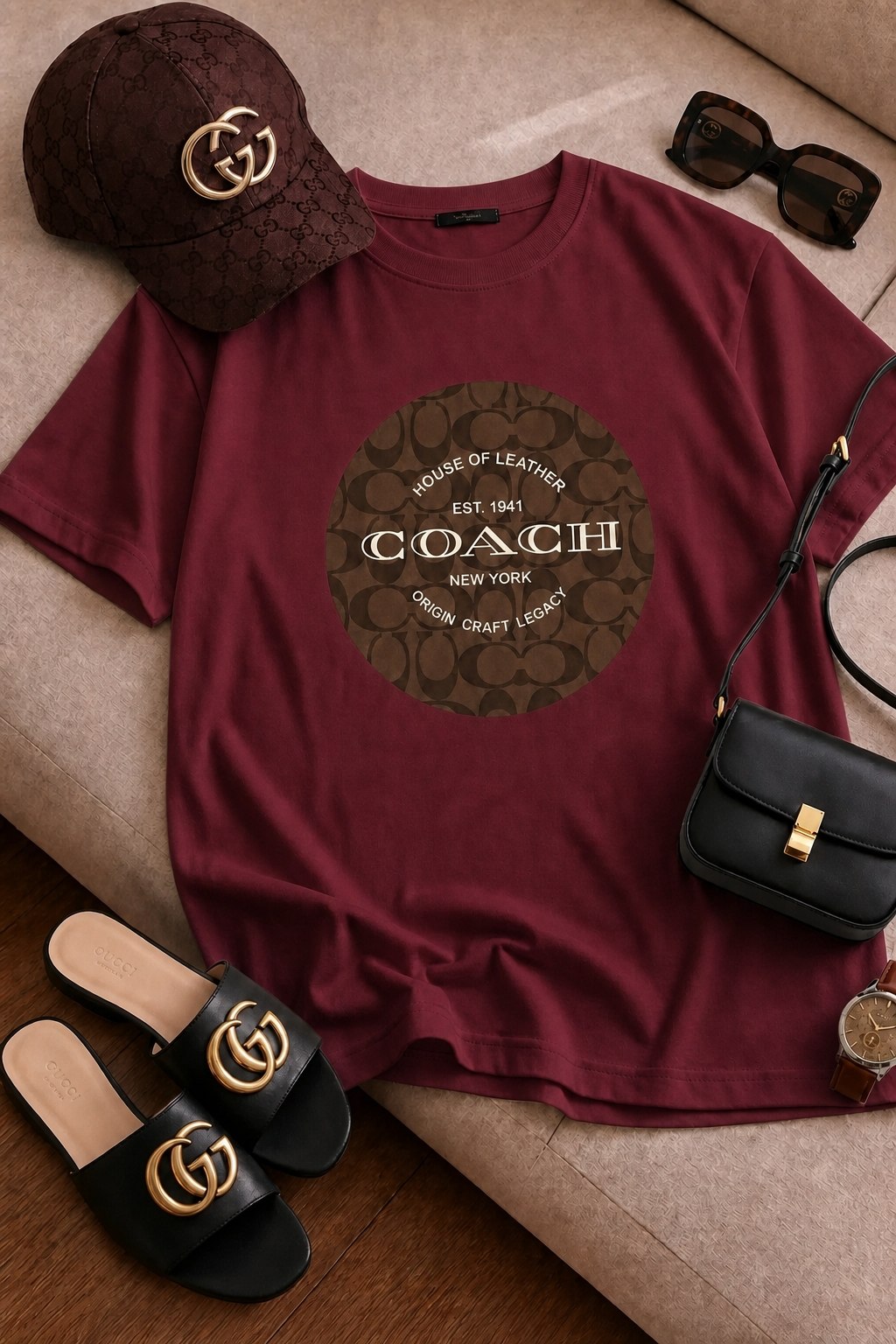نمای قدی تیشرت باکسی سامر طرح coach با تمرکز بر طراحی و کارایی محصول