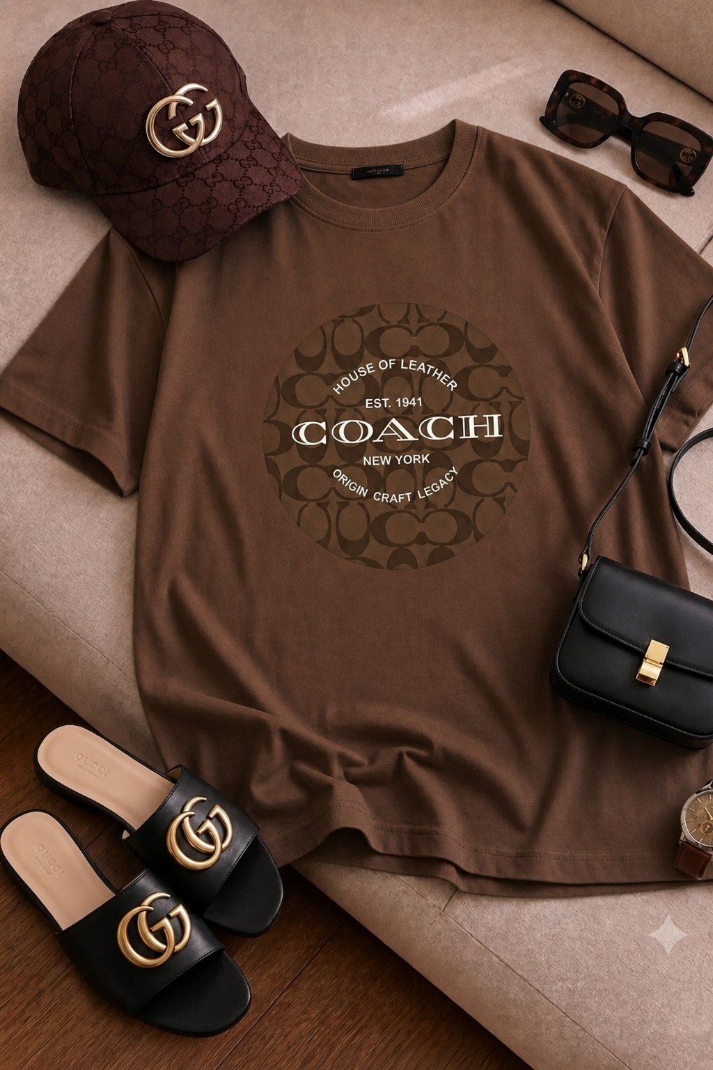 نمای محصول تیشرت باکسی سامر طرح coach با تمامی جزئیات ظاهری و فنی