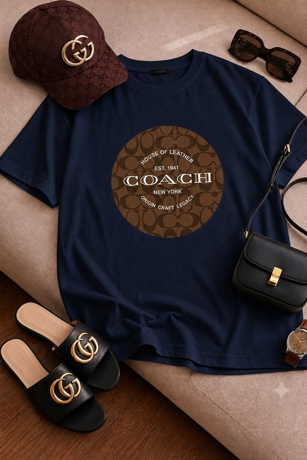 نمای قدی تیشرت باکسی سامر طرح coach با تمرکز بر طراحی و کارایی محصول - نمای 5_1