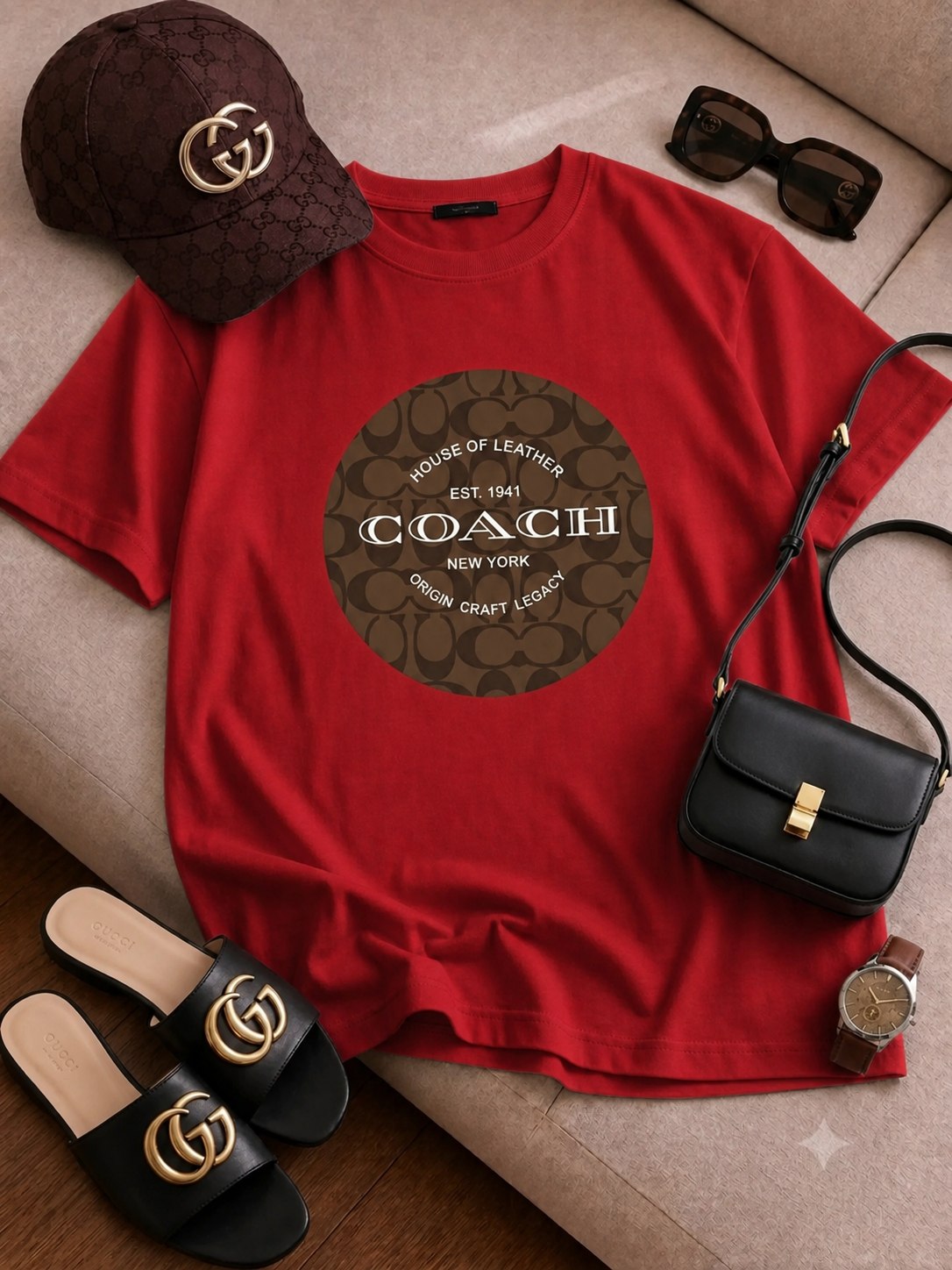 نمای محصول تیشرت باکسی سامر طرح coach با تمامی جزئیات ظاهری و فنی - نمای 8_1