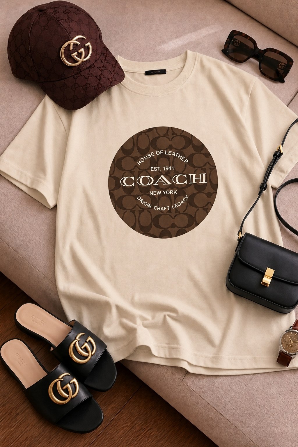 نمای قدی تیشرت باکسی سامر طرح coach با تمرکز بر طراحی و کارایی محصول - نمای 9_1