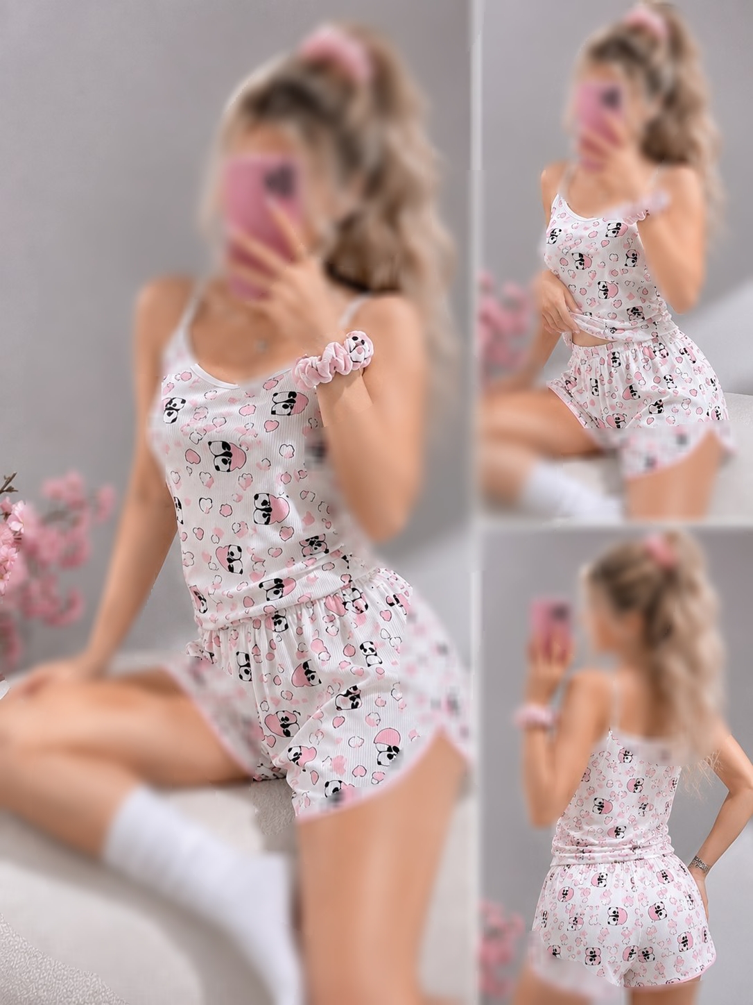 بستهبندی اورجینال ست سه تیکه تاپ شورت زنانهک فانتزی همراه با مشخصات فنی محصول