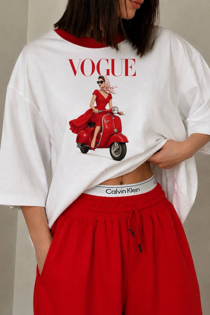 طراحی مدرن و استاندارد ست باکسی VOGUE تیشرت و جاگر در نمای کامل