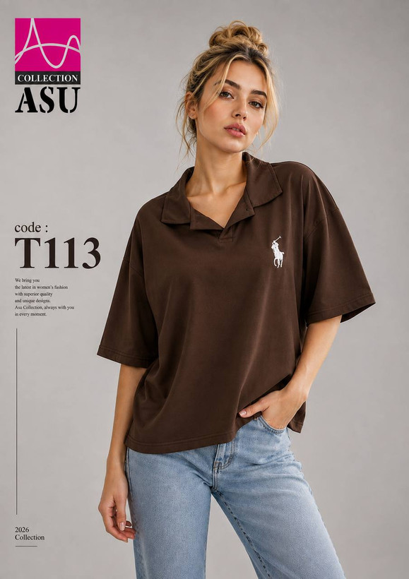 نمای قدی تیشرت باکسی POLO Ralph زنانه با تمرکز بر طراحی و کارایی محصول