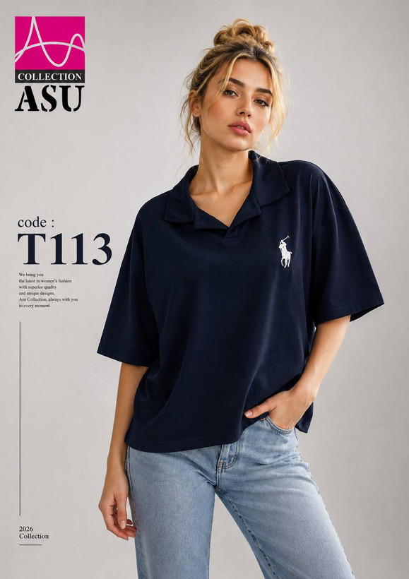 جزئیات کیفیت ساخت و متریال بهکاررفته در تیشرت باکسی POLO Ralph زنانه - نمای 7_1