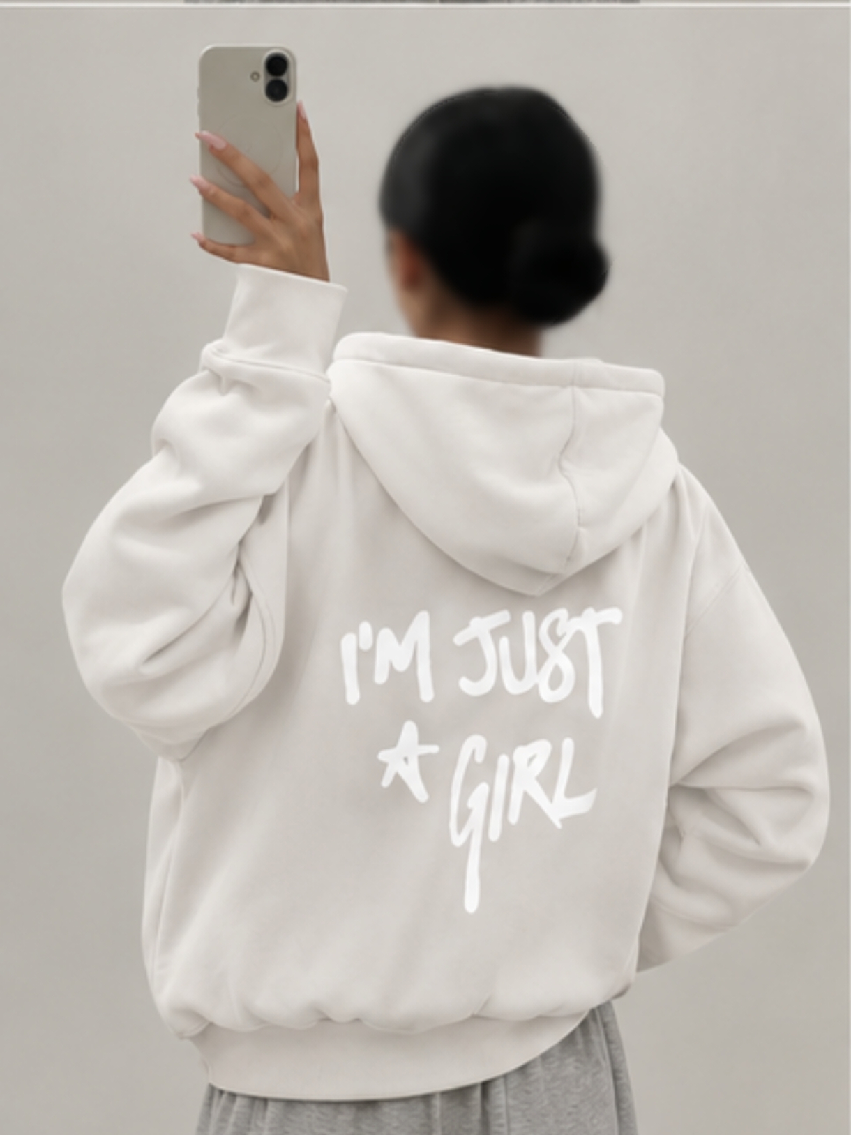 بستهبندی اورجینال سویشرت بیسیک پاییزه “I’M JUST A GIRL” دخترانه همراه با مشخصات فنی محصول