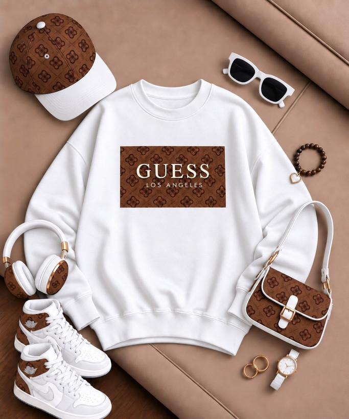 بستهبندی اورجینال دورس تو کرکی یقه گرد کاپلی guess همراه با مشخصات فنی محصول