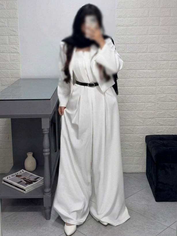 تصویر تخصصی ست جذاب کت و سارافون یقه دلبر زنانه با نمایش ویژگیها و جزئیات فنی - نمای 6_1