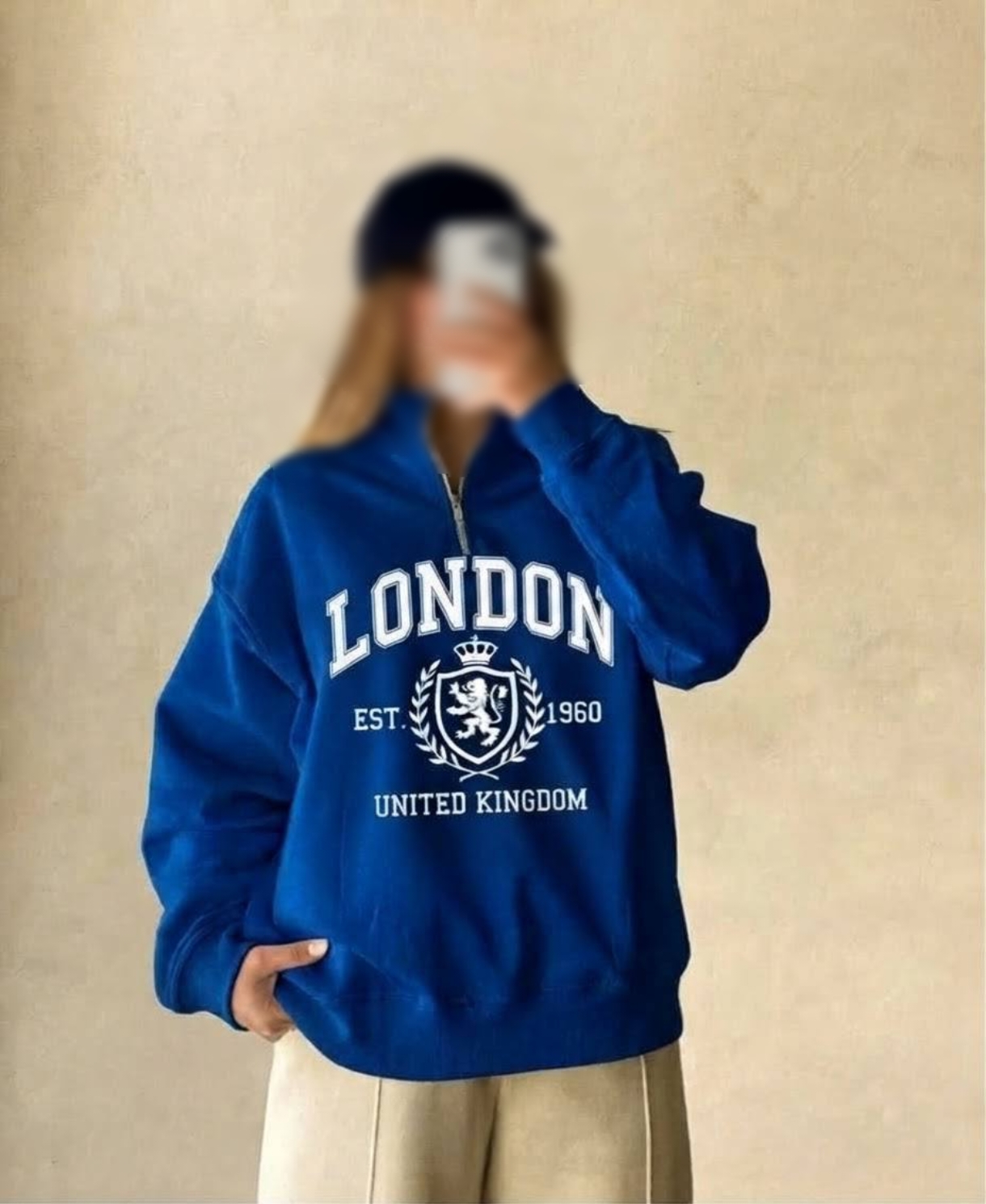 نمای کامل دورس نیم زیپ داخل کرک London همراه با بستهبندی اصلی و جزئیات محصول