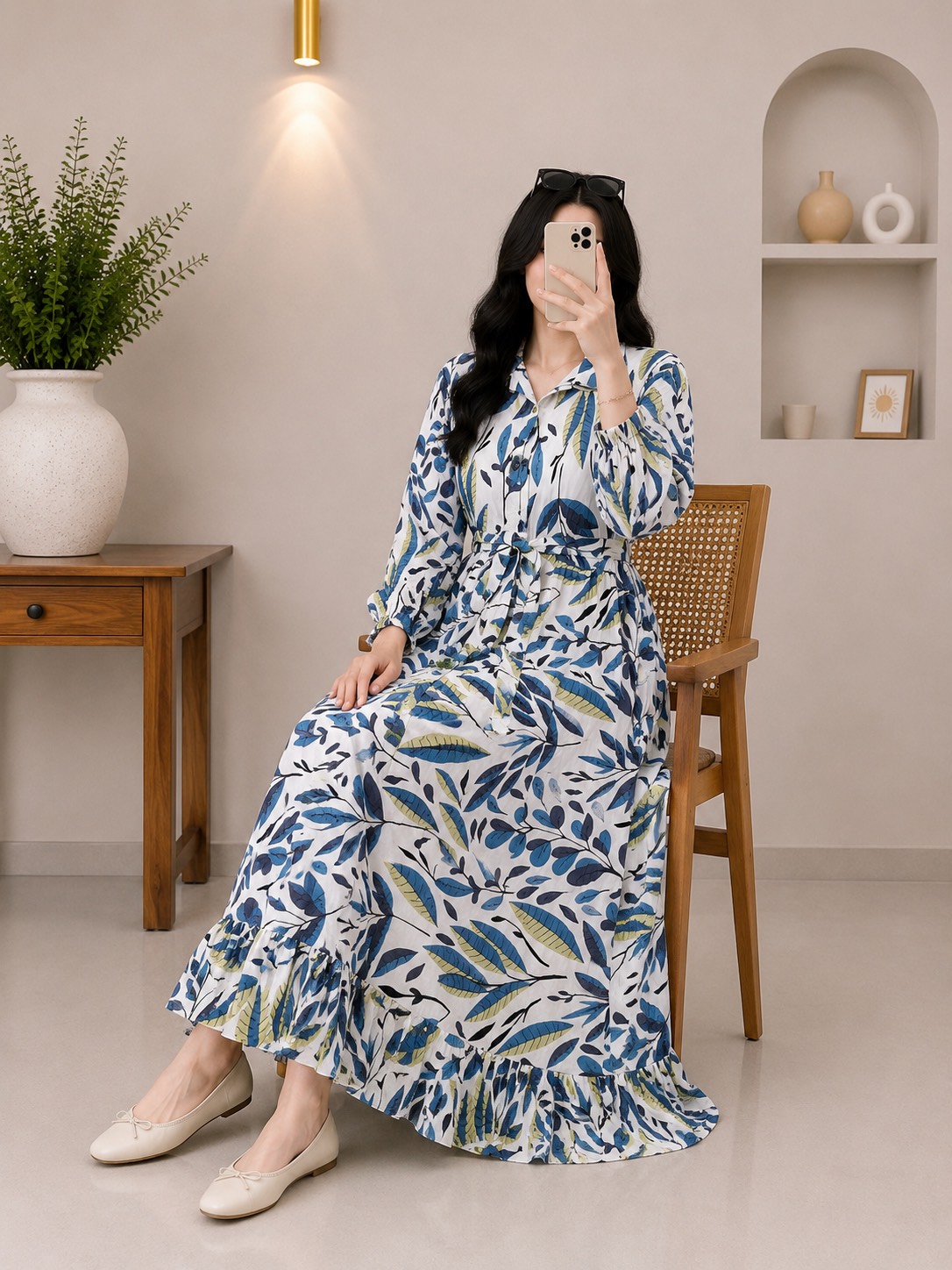 پیراهن بلند زنانه گلشید جنس پنبه نخی فری سایز ارسال رایگان