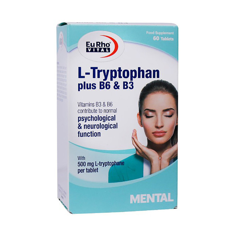 نمای قدی قرص مکمل ال تریپتوفان پلاس B6 و B3 یوروویتال بسته 60 عددی با تمرکز بر طراحی و کارایی محصول