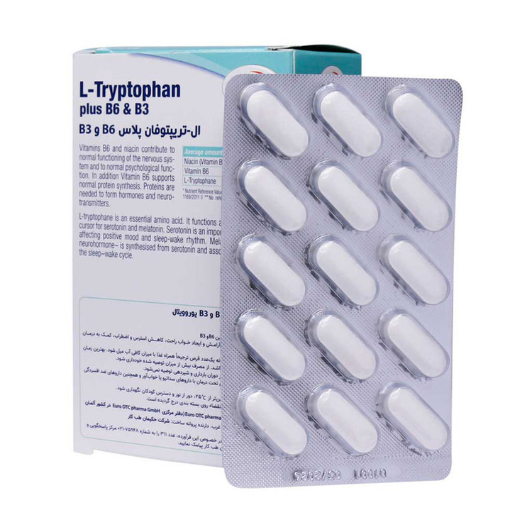جزئیات کیفیت ساخت و متریال بهکاررفته در قرص مکمل ال تریپتوفان پلاس B6 و B3 یوروویتال بسته 60 عددی