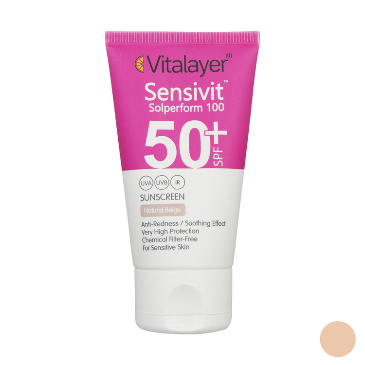 جزئیات کیفیت ساخت و متریال بهکاررفته در کرم ضد آفتاب رنگی ویتالیر SPF50+ مدل سنسی ویت مناسب پوست حساس