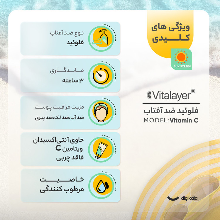 نمای قدی کرم ضد آفتاب رنگی ویتالیر، SPF 50، مدل ویتامین مکمل سی، مناسب انواع پوست با تمرکز بر طراحی و کارایی محصول - نمای 5_1