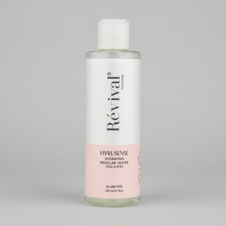 طراحی مدرن و استاندارد میسلار واتر پاک کننده آرایش صورت کلکسیون رویوال مدل HYALUSENSE مناسب برای پوست مختلط در نمای کامل